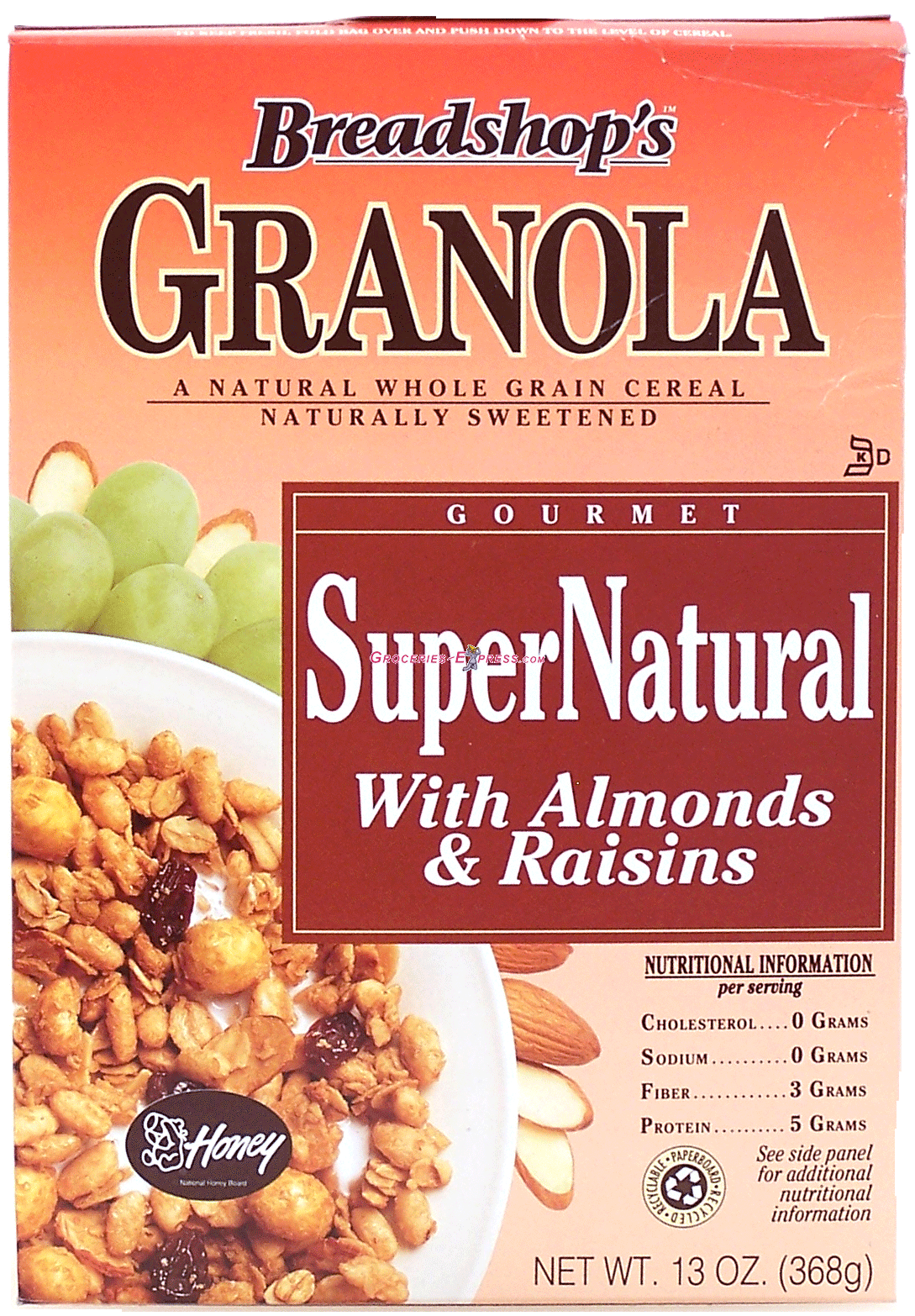 Breadshop&nbsp;&nbsp;super natural whole grain cereal with almonds & raisins, sweetened with honey Full-Size Picture